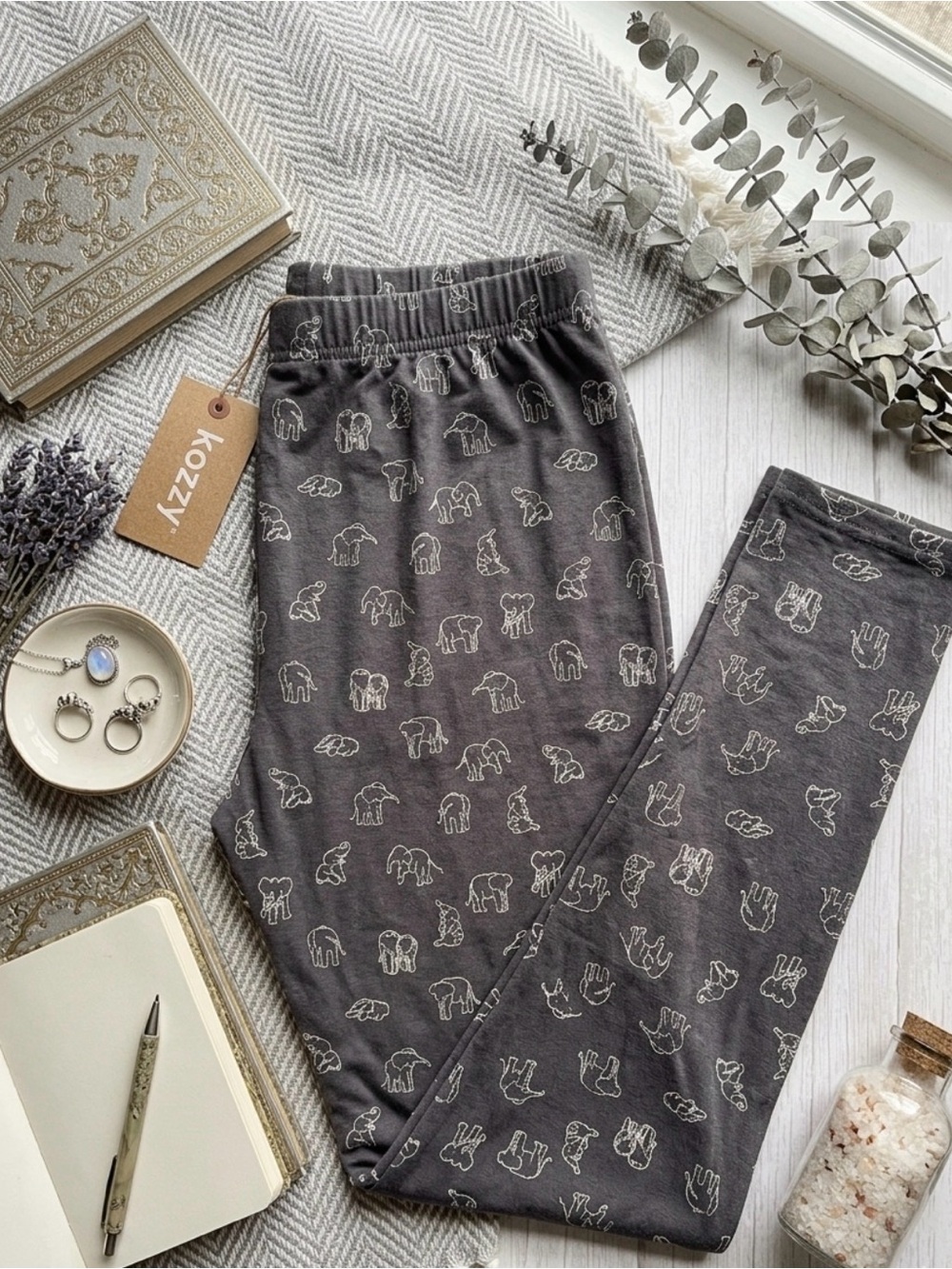 Super Soft Gray Elephant 🐘 Print Leggings by Just Cozy